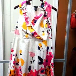 lane Byant multicolor flowery A line stretch dressy gown